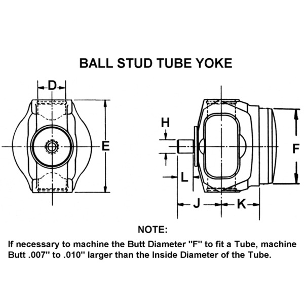 Spicer - 3-28-1327X - Double Cardan CV Ball Stud Tube Weld Yoke
